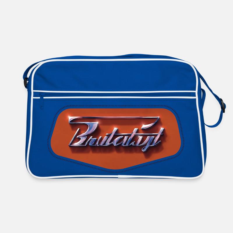 Brutalist – Chrome Retro Futuristic Emblem - Retro Tasche - Blau/Weiß