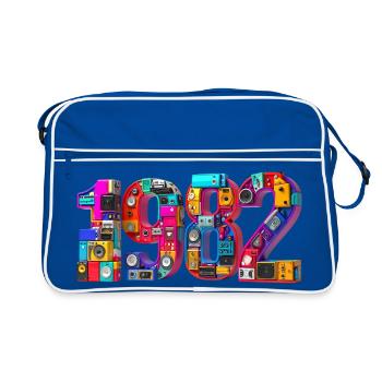 1982 – Birth, Abitur, School Enrollment, Marriage, Marriage - Retro Bag - blue/white - Front