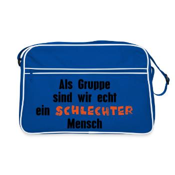Schlechter Mensch - Retro Tasche - Blau/Weiß - Vorne