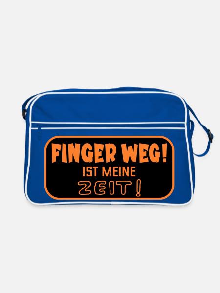 Finger Weg Zeit - Retro Tasche - Blau/Weiß