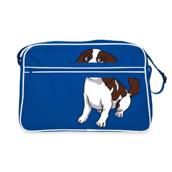 Cavalier King Charles Spaniel dog - Retro Bag - blue/white - Front