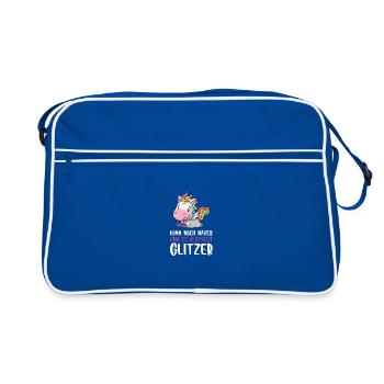 Noch näher es klatscht Glitzer Einhorn Geschenk - Retro Tasche - Blau/Weiß - Vorne