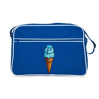 Cornet de glace en dessin animé de glace bleu - Sac Retro - bleu/blanc - Devant