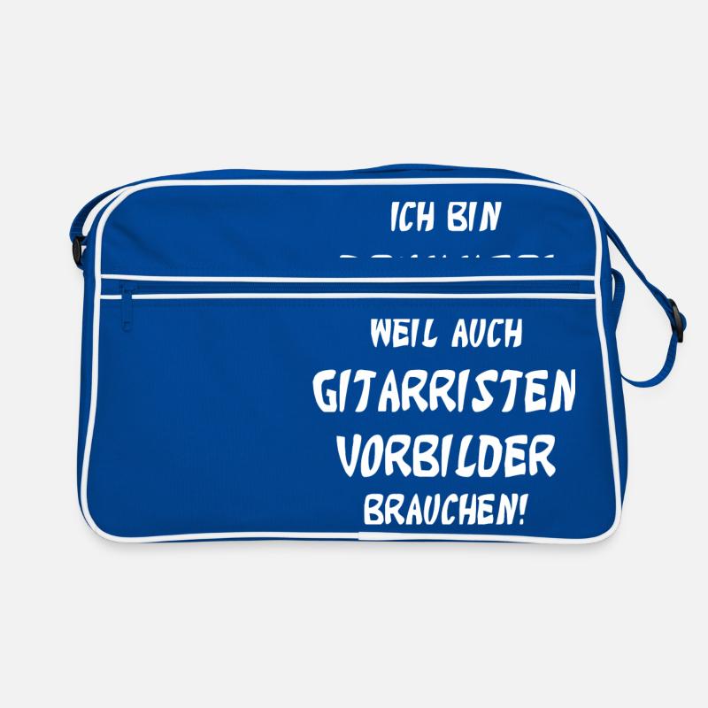 Je suis batteur parce que je suis aussi guitariste - Sac Retro - bleu/blanc