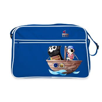 Little pirate with his ship - Retro Bag - blue/white - Front