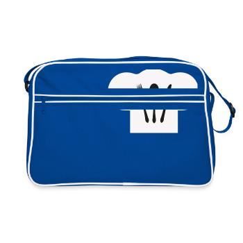 Kochmütze - Retro Tasche - Blau/Weiß - Vorne