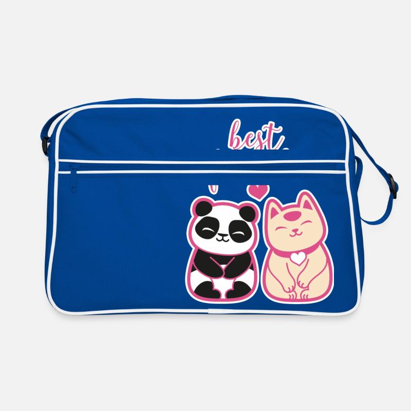 Neko Nakamura Freunde - Retro Tasche - Blau/Weiß