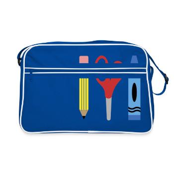 SCHOOLS PENCIL SCISSORS MARKERS - Retro Bag - blue/white - Front