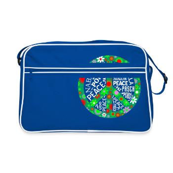 Weltweiter Frieden - Retro Tasche - Blau/Weiß - Vorne