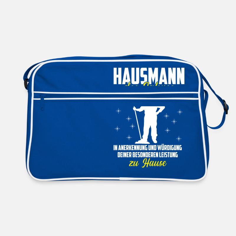 Hausmann des Jahres Geschenk Spruch - Retro Tasche - Blau/Weiß