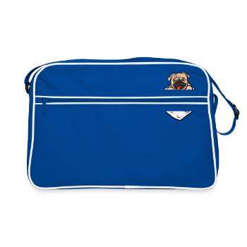 Pug pug in pocket - Retro Bag - blue/white - Front