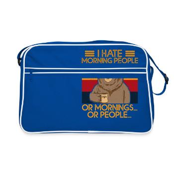 i hate morning people or mornings bear coffee - Retro Bag - blue/white - Front