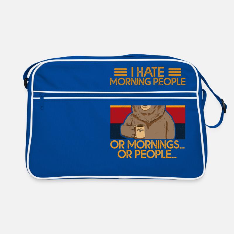i hate morning people or mornings Bär Kaffee - Retro Tasche - Blau/Weiß
