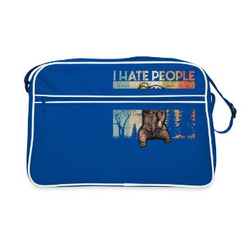 i hate people bear beer camping campers - Retro Bag - blue/white - Front