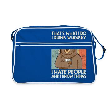 That's What I Do I Drink Malt Whiskey Hate People - Retro Bag - blue/white - Front