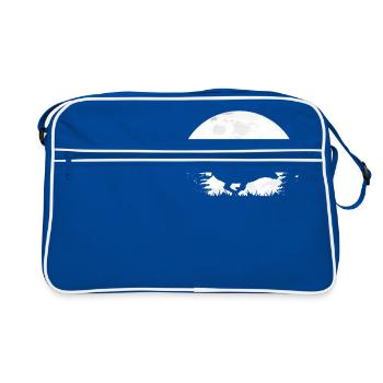Wildschwein Keiler Wildsau Jagd vor Mond Jäger - Retro Tasche - Blau/Weiß - Vorne