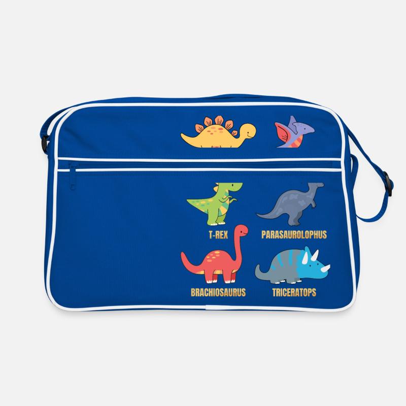 Types Of Dinosaurs Dino Identification - Cute - Retro Tasche - Blau/Weiß