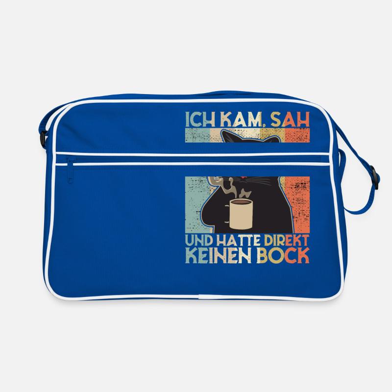 Ich Kam Sah Und Hatte Direkt Keinen Bock! - Retro Tasche - Blau/Weiß