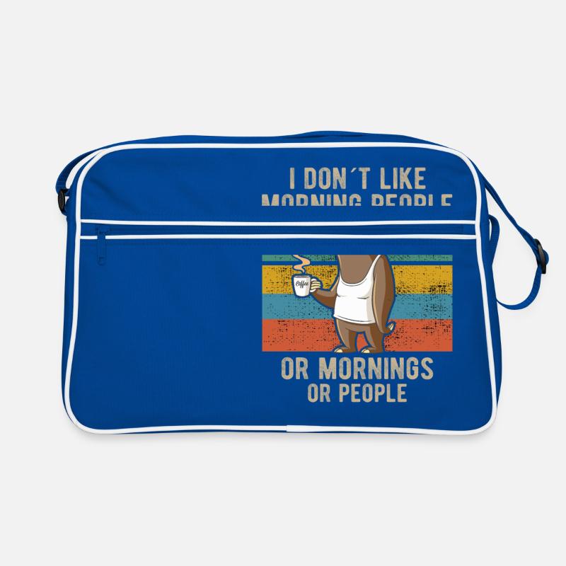 Drink Coffee I Hate People and i know things Faul - Retro Tasche - Blau/Weiß