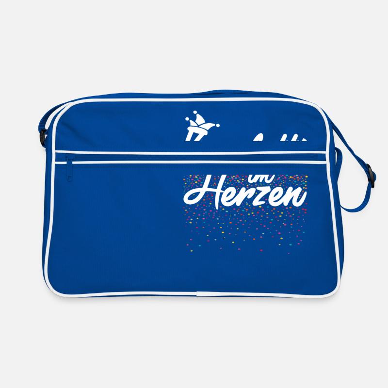Konfetti im Herzen Fasching Karneval Konfetti - Retro Tasche - Blau/Weiß
