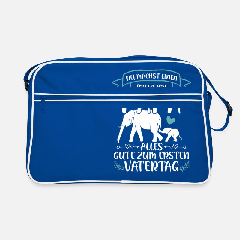 Erster Vatertag - Elefant Vatertagsgeschenk - Retro Tasche - Blau/Weiß