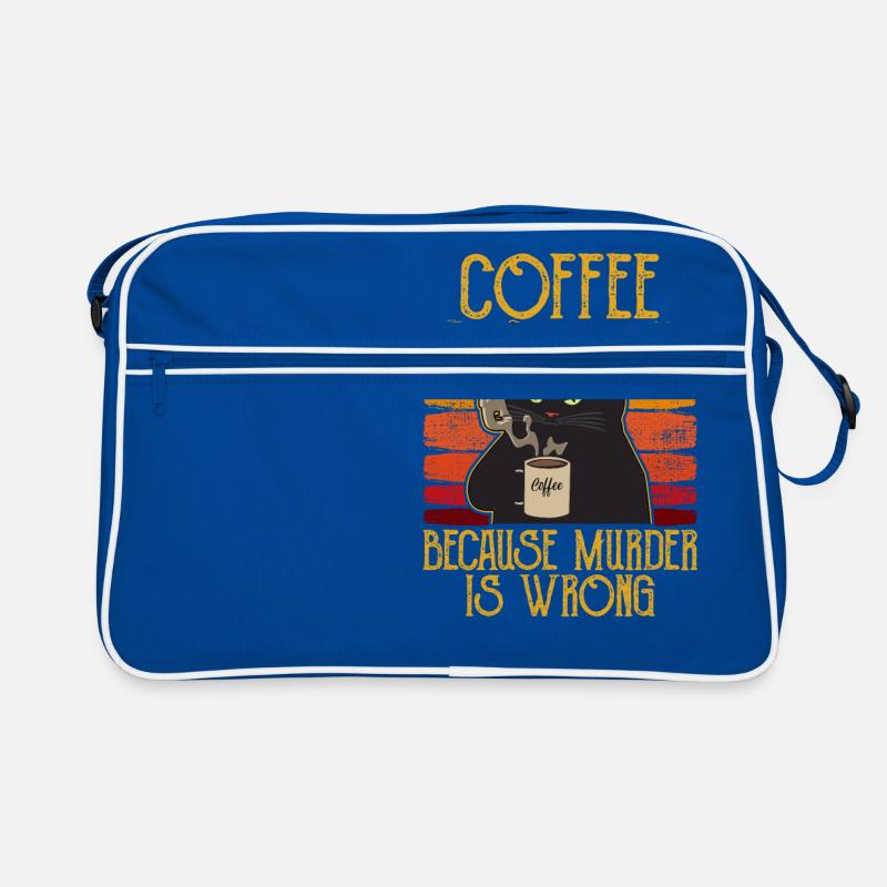 Coffee because Murder is wrong Kaffee Katze retro - Retro Tasche - Blau/Weiß