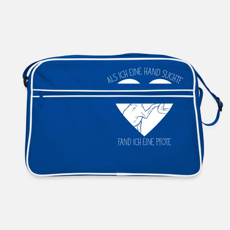 Als ich eine Hand suchte fand ich eine Pfote Hund - Retro Tasche - Blau/Weiß