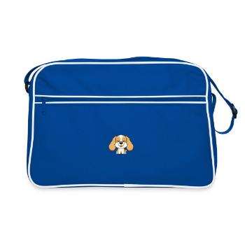 Cute dog head with cheerful expression - Retro Bag - blue/white - Front