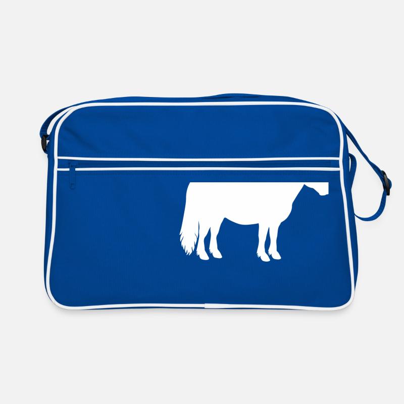 Shetty Shetland Pony Pferd Reiterin Damen Mädchen - Retro Tasche - Blau/Weiß