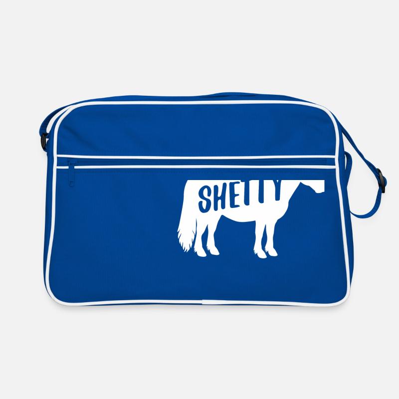 Shetty Shetland Pony Pferd Reiterin Damen Mädchen - Retro Tasche - Blau/Weiß