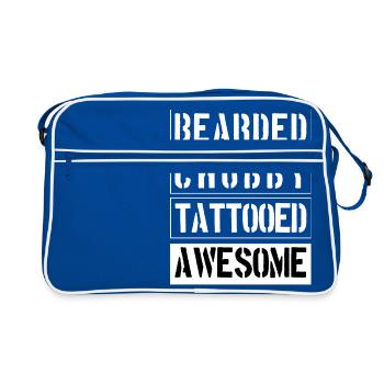 Bearded Chubby Tattooed Awesome - Retro Bag - blue/white - Front