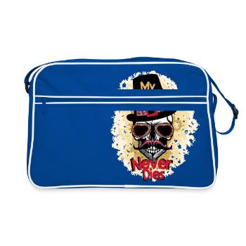 tete de mort hipster moustache lunette de soleil c - Sac Retro - bleu/blanc - Devant