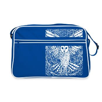 Eule - Retro Tasche - Blau/Weiß - Vorne