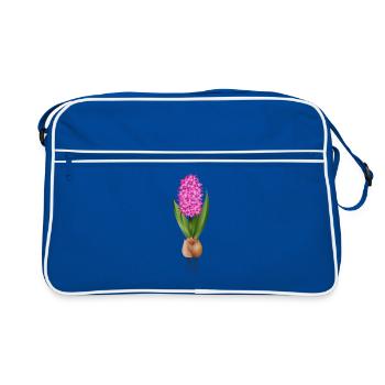 Jacinthe rouge – fleurs fortes avec bulbe - Sac Retro - bleu/blanc - Devant