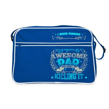 Cadeau pour la fête d'anniversaire impressionnant papa pap père Père - Sac Retro - bleu/blanc - Devant