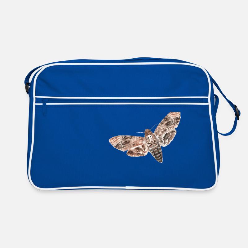Night owls - skull moth - Retro Bag - blue/white