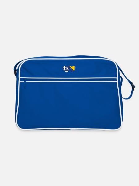 Griechenland Bosnien Flagge Herz - Retro Tasche - Blau/Weiß