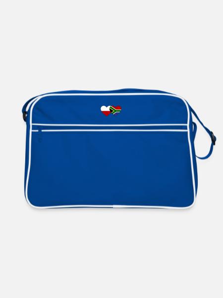 Poland South Africa Flag Heart - Retro Bag - blue/white - Front