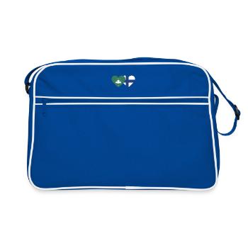 Macau Finnland Flagge Herz - Retro Tasche - Blau/Weiß - Vorne