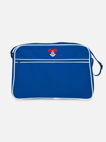 Serbia flag heart - Retro Bag - blue/white - Front