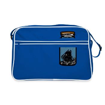 Le bateau pirate dans la bouteille - Sac Retro - bleu/blanc - Devant