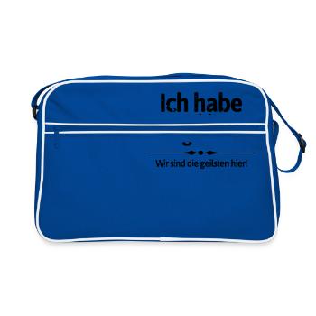ch habe mich umgesehen - wir sind die geilsten! - Retro Tasche - Blau/Weiß - Vorne