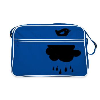 Bird rain cloud weather drawing - Retro Bag - blue/white - Front