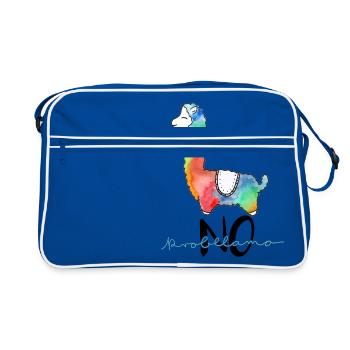 Cooles, buntes Lama lustiger Spruch "no probllama" - Retro Tasche - Blau/Weiß - Vorne