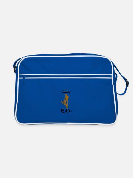 Balance Silhouette auf BMX - Retro Tasche - Blau/Weiß - Vorne