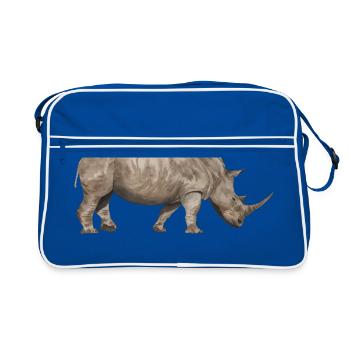 Rhinocéros de côté - Sac Retro - bleu/blanc - Devant