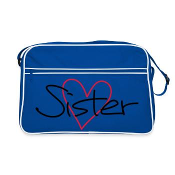 Soeur coeur cadeau soeur coeur - Sac Retro - bleu/blanc - Devant