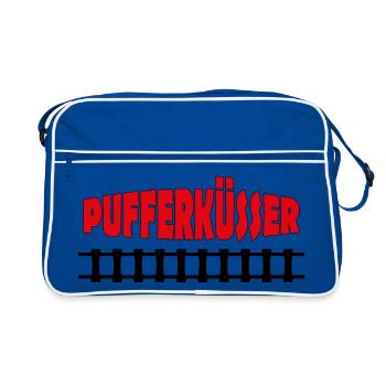 PUFFERKÜSSER - Retro Tasche - Blau/Weiß - Vorne