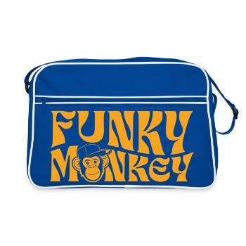 Funky Monkey Retro-Typografie - Retro Tasche - Blau/Weiß - Vorne