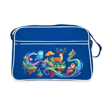 Motif des animaux de la forêt fantastique Rêve de la forêt fantastique - Sac Retro - bleu/blanc - Devant